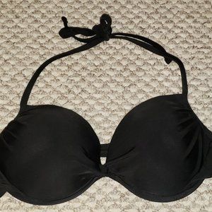 Xhilaration Black Solid Bikini Swim Top - Large